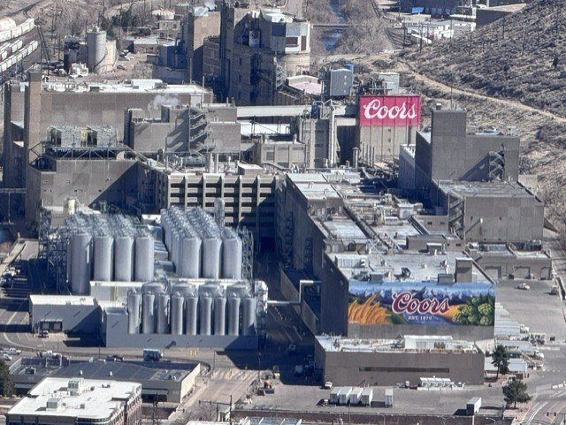 Aerial of the flagship Coors brewery, Golden CO
