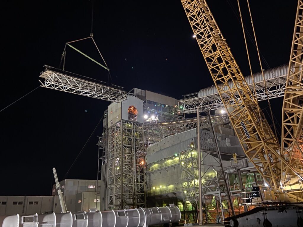 Facility night construction lit for continuous shifts