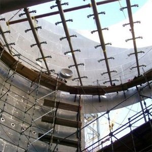 Tank interior with scaffolding